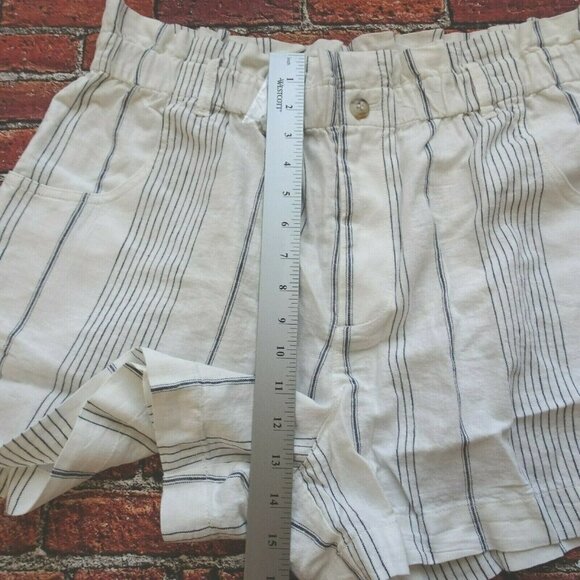 New Madewell Women's Paperbag Shorts Linen Cotton Stripes  High Rise Fashion  XL - Picture 10 of 12